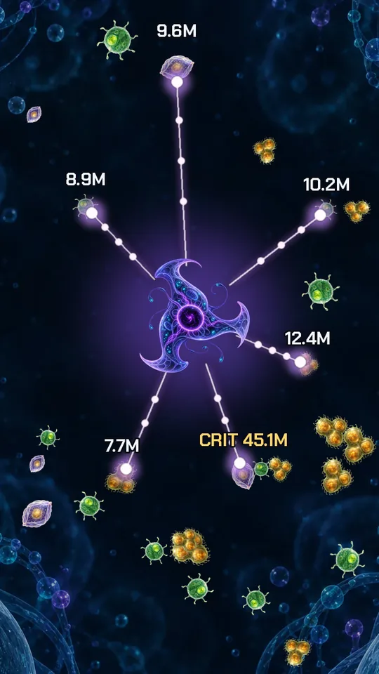 เซลล์ร่าง VOID ยิงใส่ฝูงศัตรูรอบตัว / A VOID body-style cell firing at enemies all around